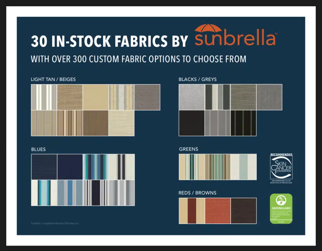 Various motorized retractable awning color and fabric options available